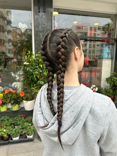 boxer braids Female Braided Hairstyles, Plats Braids For Woman On Natural Hair, Braids For Fighters, Braids For Wrestlers, How To Do Boxer Braids, Braided Pig Tails Hairstyles, Wrestling Braids, Fighter Braids, White Girl Braids Hairstyles