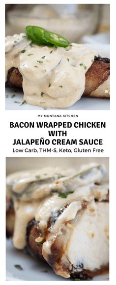 bacon wrapped chicken with jalapeno and cream sauce