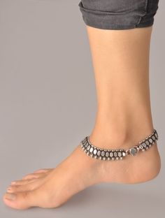 Buy Silver Paisley Anklet (Single Piece) 92.5% Sterling Online at Jaypore.com Women Anklets, Sterling Silver Anklet, Ankle Chain, Silver Anklets, Foot Jewelry