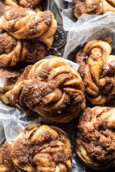 cinnamon buns with powdered sugar on top