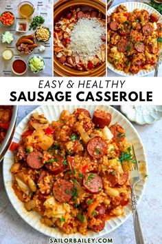 This Slow Cooker Sausage Casserole is not only mouthwatering, but it’s easy to make and all made in one pan or in the crockpot. A cozy, hearty meal the entire family will request! Chock full of veggies and simmered in a flavorful broth, making it an easy and healthy dinner recipe perfect for winter. This crockpot recipe is great for meal prep, plus it's gluten-free and dairy-free! Crispy Beef Tacos, Slow Cooker Hamburger Soup, Southwest Chicken Wraps, Sausage And Rice Casserole, Casserole Crockpot Recipes, Sausage Casserole Recipes, Slow Cooker Sausage, Sausage And Rice, Slow Cooker Rice