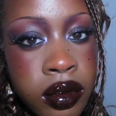 Easy Cool Makeup Looks, Black Whimsigothic, Simple Colorful Makeup, Whimsigothic Makeup, Funky Eye Makeup, Whimsigoth Makeup, Going Out Makeup, Graphic Makeup