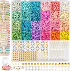 the beading kit includes many different colors and sizes