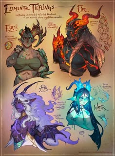 four different types of female demons