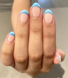 Cute Nails Not Acrylic Or Gel, Short And Easy Nails, Nail Ideas Real Nails Short, Cute Nails Natural Nail, Basic Nail Inspiration, Cute Nails Short Gel, Cute Nail Designs Easy, Cute Nails For Vacation, Multicolor French Tip