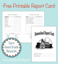 the homeschool report card is shown next to it's free printable