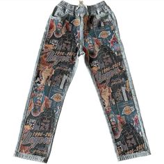 Slim Fit, Order One Size Up Be True To Size. Handcrafted Remake Jeans, Limited Edition Custom Jeans Men, Custom Jeans, Dope Outfits For Guys, Chill Fits, Woven Tapestry, Patchwork Jeans, Stylish Mens Outfits, Jeans Men, Dope Outfits