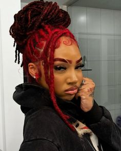 Red Locs, Colored Dreads, Red Dreads, Birthday Hair, Hair Locks