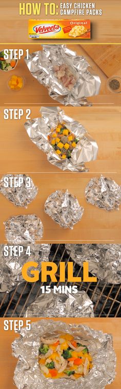 the steps in how to make an outdoor grill with aluminum foil and wood planks