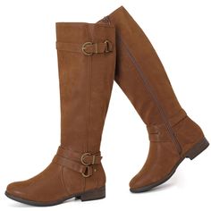 PRICES MAY VARY. Stylish and comfortable: These women's knee high boots feature a chic design perfect for any Fall or Winter outfit, with a round toe and convenient side zipper closure for easy wear.The knee-high length of these boots helps to keep your legs warm during cold weather, ensuring you feel comfortable and snug as the temperature drops. Versatile wear: A great addition to any closet, these riding boots are suitable for both casual and dressier occasions, making them an essential item Brown Knee-high Boots With Zipper Closure, Brown Zipper Closure Knee-high Boots, Wide Calf Riding Knee-high Boots For Winter, Fall Riding Knee-high Boots, Wide Calf Knee-high Boots For Outdoor Fall Activities, Wide Calf Knee-high Boots For Outdoor Fall, Wide Calf Knee-high Moto Boots With Zipper Closure, Wide Calf Knee-high Moto Boots With Zipper, Knee-high Wide Calf Moto Boots With Zipper