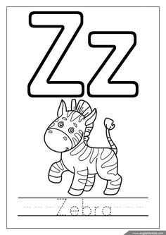 the letter z is for zebra coloring page with an animal on it's back