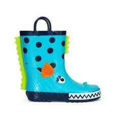 This Piranha Boys waterproof patterned loop boot will help you stay dry in the puddles and muck with our 100% rubber rain boots. Loops up top help anyone pull them on and the colorful patterns keep kids excited to suit up and play. These boots have a deep tread to keep slips to a minimum and a tall cuff to keep water out. Runs true to size. Run. Jump. Play. Repeat! Size: 3 Big Kid.  Color: Blue.  Gender: male. Non-slip Rain Boots, Non-slip Rain Boots For Rainy Season, Non-slip Rain Boots For Outdoor Activities, Playful Waterproof Round Toe Rain Boots, Non-slip Round Toe Rain Boots For Outdoor Activities, Non-slip Round Toe Boots For Rainy Weather, Playful Non-slip Rain Boots With Round Toe, Non-slip Waterproof Boots For Rainy Weather, Non-slip Waterproof Boots For Rainy Weather With Round Toe