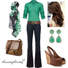 Spring Style for over 35 ~ I love green and brown together March Fashion, Mode Tips, Elegante Casual, Mode Casual, Beauty And Fashion, Mode Inspiration, Look Chic, Outfits Casuales, Look Fashion