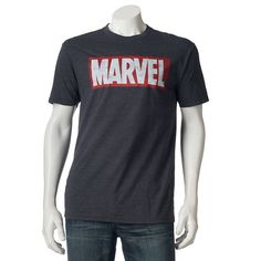 DC or Marvel? Well, this men's logo tee settles that debate.SHIRT FEATURES Marvel logo graphic Tag-free Crewneck Short sleeves FABRIC & CARE Cotton, polyester Machine wash Imported Color: Charcoal. Gender: male. Age Group: adult. Material: Cotton Blend. Marvel Logo, Man Logo, Men's Graphic T Shirt, Logo Tee, Men's Shirts, Mens Crew Neck, Logo Tees, Logo Graphic, Men Short Sleeve