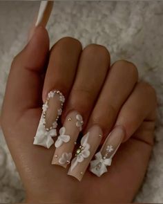 Quince Nails, Long Acrylic Nail Designs, White Acrylic Nails, Her Nails, Hair Done, Acrylic Nails Coffin Pink