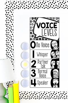 voice level chart noise level chart classroom management strategies Black White Classroom, Noise Level Chart, White Classroom Decor, Voice Level Chart, Voice Level Charts, White Classroom, Voice Levels