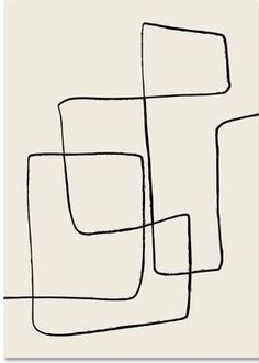 an abstract black and white painting with lines on it's sides, in the shape of rectangles