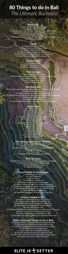 an aerial view of the earth and its surrounding land, with text on it that reads 80 things to do in bali