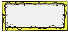 a black and white drawing of a frame with yellow border around the edges that has swirls on it