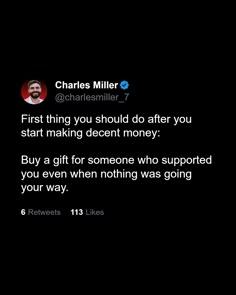 charles miller tweets on twitter about his new book, first thing you should do after you start making decent money