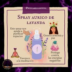 a poster with the words spray aurico de lavanda in spanish and english