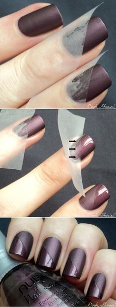 Unhas Decoradas: aqui você encontra um passo a passo e inspirações para arrasar Tape Nail Designs, Two Tone Nails, Chic Nail Art, Nagellack Trends, Easy Nails, Manicure Tips, Nails Simple