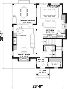 the floor plan for a small house with two bedroom and an attached living room area