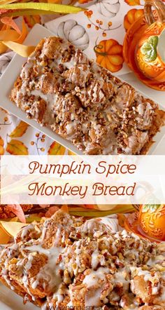 pumpkin spice monkey bread on a white plate