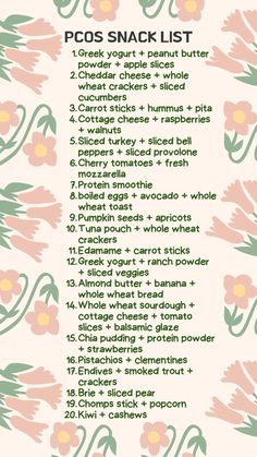 My favorite PCOS friendly snacks! Healthy Snacks For Insulin Resistance, Foods To Avoid For Insulin Resistance, Foods To Avoid On Period, Insulin Resistance Foods To Avoid, Snacks For Fertility, Insulin Resistance Coffee, Insulin Resistant Meals, Mental Health Diet, Fibroid Diet Meal Plan