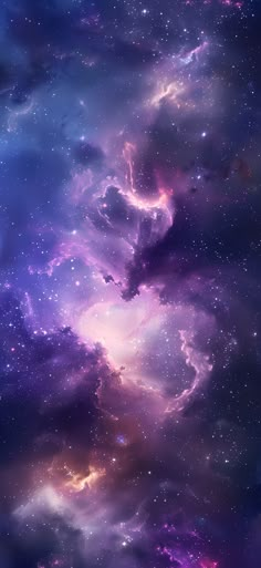 purple and blue space filled with lots of stars in the night sky, as well as clouds