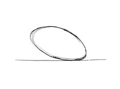 a black and white drawing of a rugby ball on a plain surface with one line drawn to the side