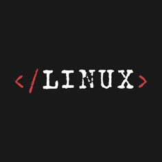 the word linux is written in red and white on a black background with an arrow