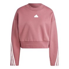 (WMNS) adidas Future Icons 3-Stripes Sweatshirt 'Rose' IB8498 Relaxed Fit Sportswear Activewear With Three Stripes, Cotton Activewear With Three Stripes In Relaxed Fit, Adidas Three Stripes Sportswear Sweatshirt, Adidas Athleisure Sweatshirt With Logo, Adidas Sportswear Sweatshirt With Ribbed Cuffs, Adidas Logo Athleisure Sweatshirt, Cotton Activewear With Three Stripes For Sports Season, Adidas Logo Sportswear Sweatshirt For Spring, Sportswear Cotton Activewear With Three Stripes Branding