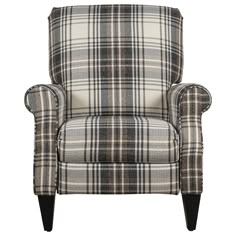 a plaid chair on a white background