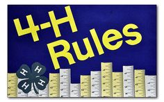 four - h rulers with the words 4h rules and clovers on them, against a blue background