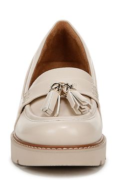 A lug sole adds a modern twist to a classic tassel loafer complete with comfort-focused cushioning. 2 1/4" heel Synthetic upper/textile lining/synthetic sole Imported Loafer Women, Tassel Loafers, Lug Sole, Loafers For Women, Nordstrom Rack, Tassels, Loafers, Faux Leather, Porcelain