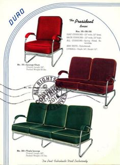 three different types of chairs and one is red, green, and blue with the words duro on it