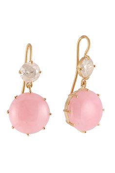 Sylva & Cie icy diamond pink opal drop earrings in yellow gold. 18K Yellow Gold ICY DIAMOND 2.22 CTS, PINK OPAL 1 x 1/2" Opal Drop Earrings, Palm Beach Jewelry, Symbolic Jewelry, Boutique Design, Pink Opal, Tie And Pocket Square, Metal Jewelry, Earring Necklace, Vintage Jewelry