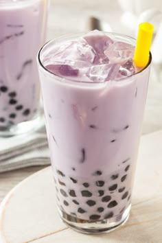 Taro: Our most popular flavor!!! Taro milk tea is typically a boba milk tea that is flavored with taro extract. Taro has a sweet vanilla flavor profile similar to sweet potato or yam. THIS KIT COMES IN:

Makes 6 - 16 oz drinks. Comes with flavor, tapioca, and straws. Has instructions to make it iced, hot and frozen blended. Bubble Tea is also known as Boba Tea or Boba.

*Non-dairy

*Dairy-free

*Vegan Boba Tea, Bubble Tea, Milk Tea, Make It, Milk, Tea, Purple, Glass