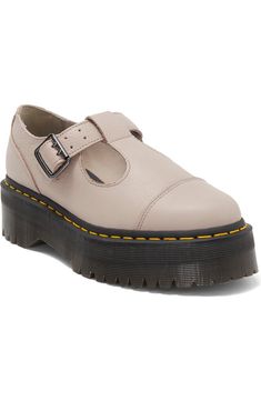 Dr. Martens Bethan T-Bar Platform Shoe (Women) | Nordstromrack Dr Martens Bethan, Platform Shoe, Shoe Women, Chic Leather, Lug Sole, T Strap, Platform Shoes, Dr. Martens, Leather Shoes