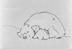 a drawing of a bear and its cub