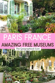 the cover of paris france's amazing free museum is shown in pink and green