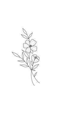 a black and white drawing of some flowers