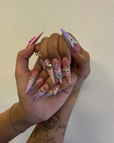 Custom Press On Nail Designs, Stilleto Nails Designs, Long Stiletto Nails, Long Stiletto, Drip Nails, Colored Acrylic Nails, Stiletto Nails Designs, Really Cute Nails, Unique Acrylic Nails