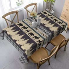 the table is covered with an animal print