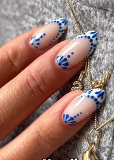 Delft Nail Art, Dutch Nail Art, Spanish Inspired Nails, Swedish Nails, Spanish Nails Designs, Casa Azul Nails, Morocco Nails, Amsterdam Nails