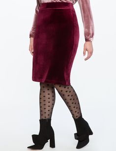 Velvet Pencil Skirt from eloquii.com Velvet Pencil Skirt, Plus Size Skirts, Skirts Mini, Evening Wear, Everyday Fashion, Cool Style, Work Wear