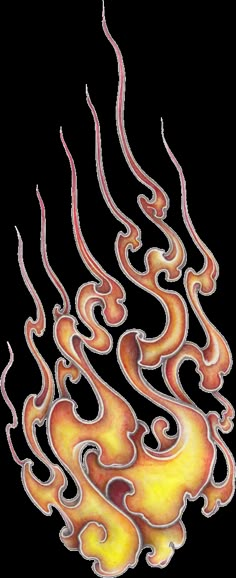 a drawing of flames on a white background