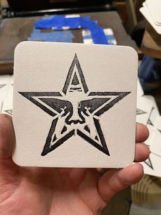 a person holding up a card with a star on it