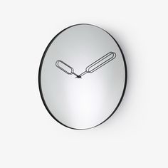 Mirror Clock Clock by Ligne Roset Mirror Digital Clock, Black Mirror Clock, Spiral Clock, Clock Mirror, Mirror Clock, Streamline Black Metal Mirror, Ring Clock, Ligne Roset, Clock